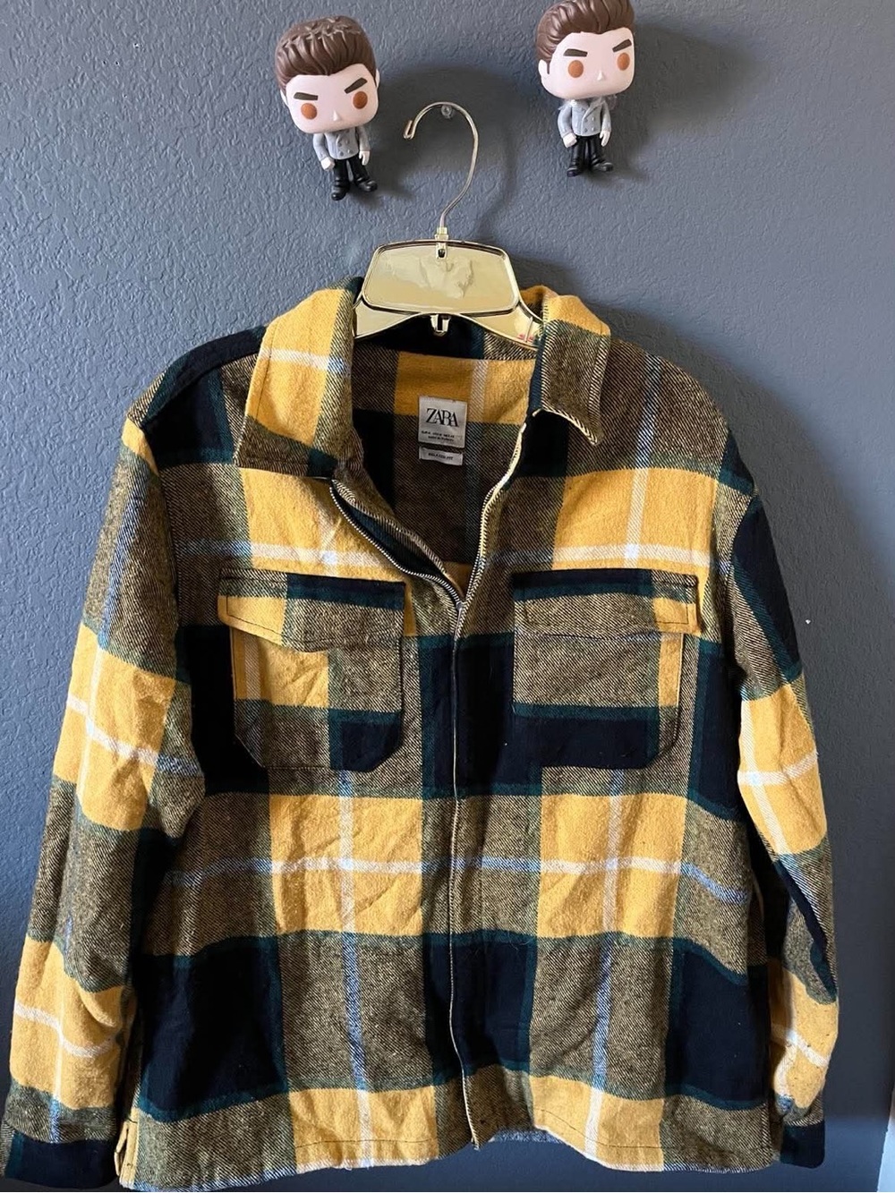 Zara Yellow, Black Plaid Shirt Jacket